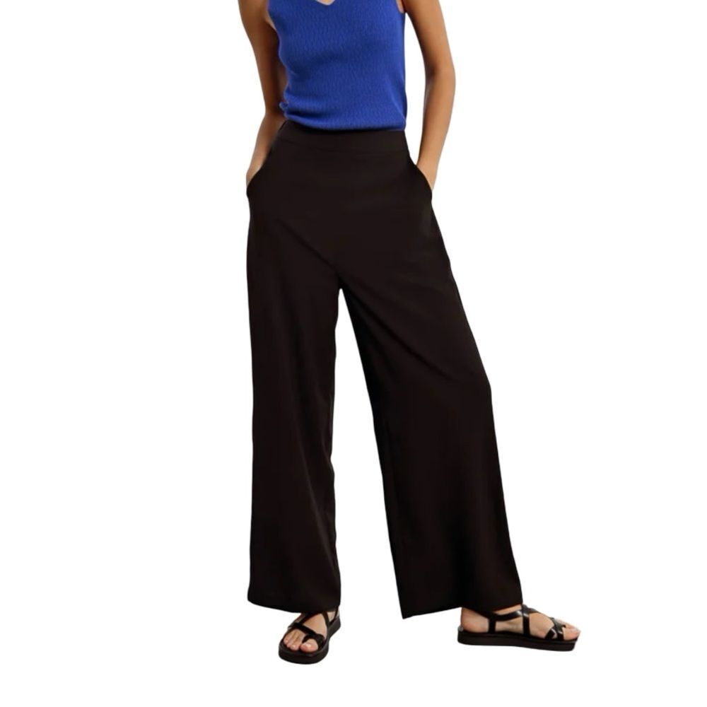 LILI SIDONIO Black Wide Leg Elastic Waisted Lined Pants Size Medium